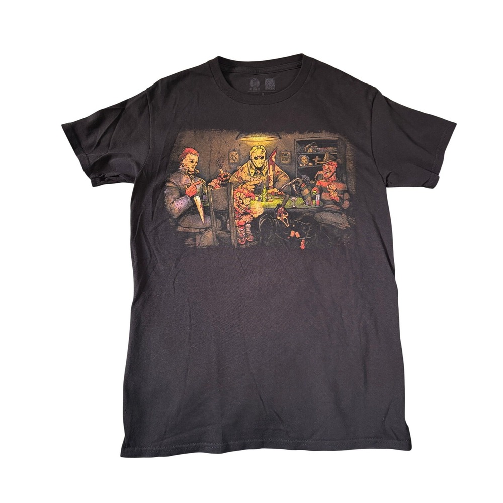 Big Chris Art Horror Movie Villains Poker Night Graphic Tee Shirt Black Small